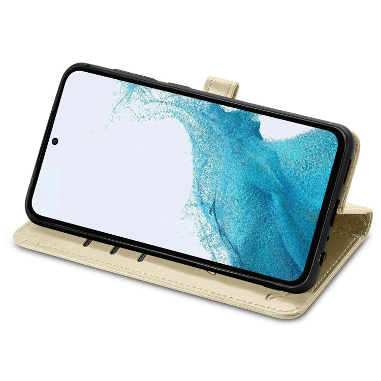 Para Samsung Galaxy A54 5G Cat and Dog Estuche de cuero en relieve para teléfono (Oro)