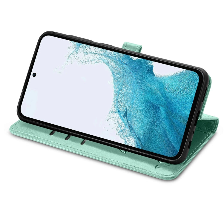 Para Samsung Galaxy A54 5G Cat and Dog Estuche de cuero en relieve para teléfono (verde)