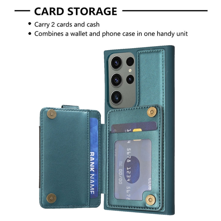 Para Samsung Galaxy S23 Ultra 5G BF27 Anillo de metal Tarjeta Bolsa Titular Caja del teléfono (Verde)