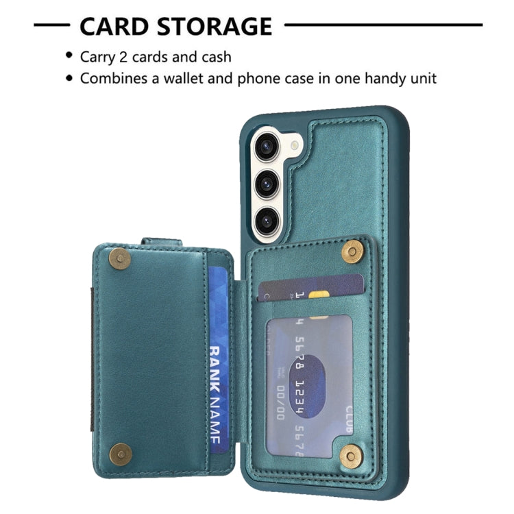 Para Samsung Galaxy S23+ 5G BF27 Anillo de metal Tarjeta Bolsa Titular Caja del teléfono (Verde)