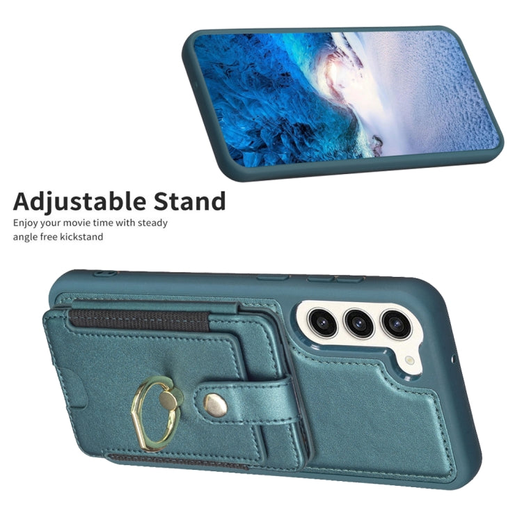 Para Samsung Galaxy S23+ 5G BF27 Anillo de metal Tarjeta Bolsa Titular Caja del teléfono (Verde)