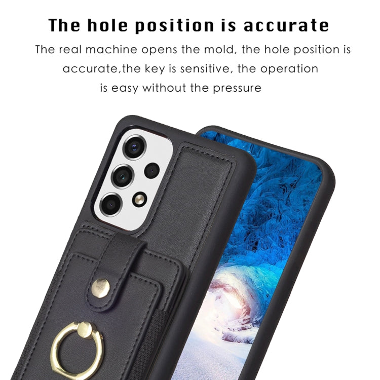 Para Samsung Galaxy A53 BF27 Metal Ring Card Bag Holder Phone Case (Negro)