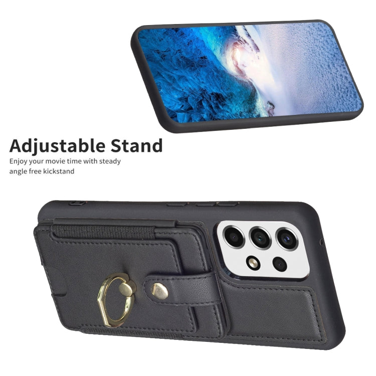 Para Samsung Galaxy A53 BF27 Metal Ring Card Bag Holder Phone Case (Negro)
