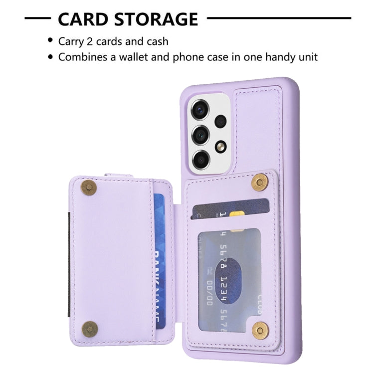 Para Samsung Galaxy A53 BF27 Metal Ring Card Bag Holder Phone Case (Púrpura)