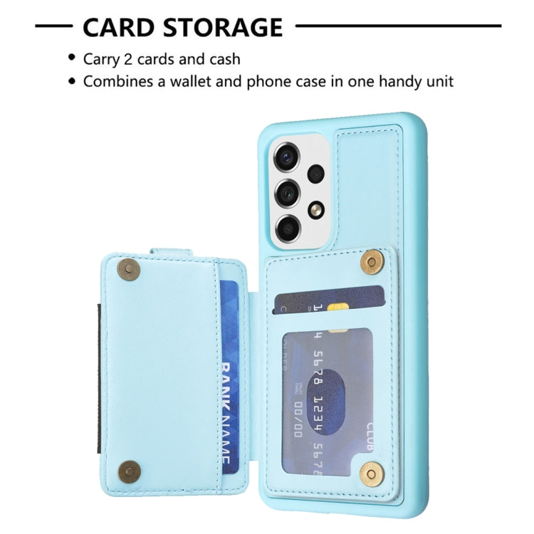 Para Samsung Galaxy A53 BF27 Metal Ring Card Bag Holder Phone Case (Azul)