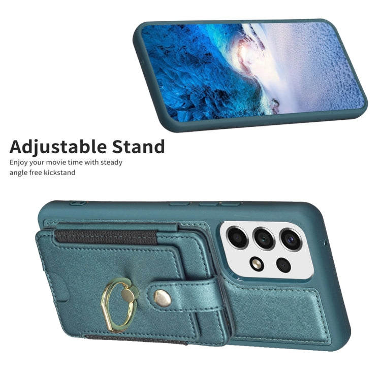 Para Samsung Galaxy A13 5G / 4G BF27 Anillo de metal Tarjeta Bolsa Titular Caja del teléfono (Verde)