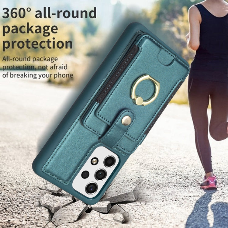 Para Samsung Galaxy A13 5G / 4G BF27 Anillo de metal Tarjeta Bolsa Titular Caja del teléfono (Verde)