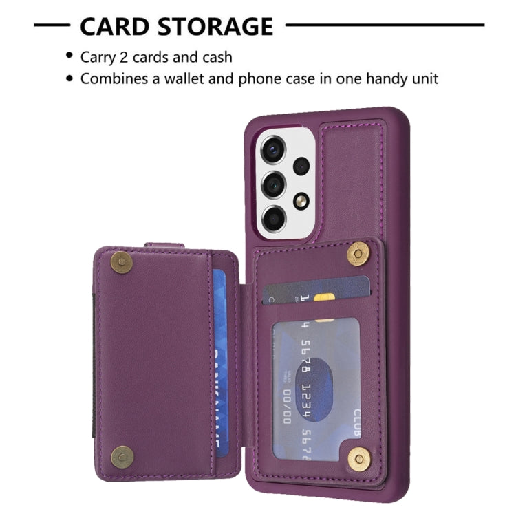 Para Samsung Galaxy A13 5G / 4G BF27 Estuche para teléfono con soporte para tarjeta de anillo de metal (púrpura oscuro)