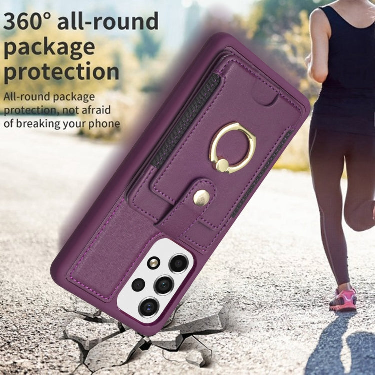 Para Samsung Galaxy A13 5G / 4G BF27 Estuche para teléfono con soporte para tarjeta de anillo de metal (púrpura oscuro)