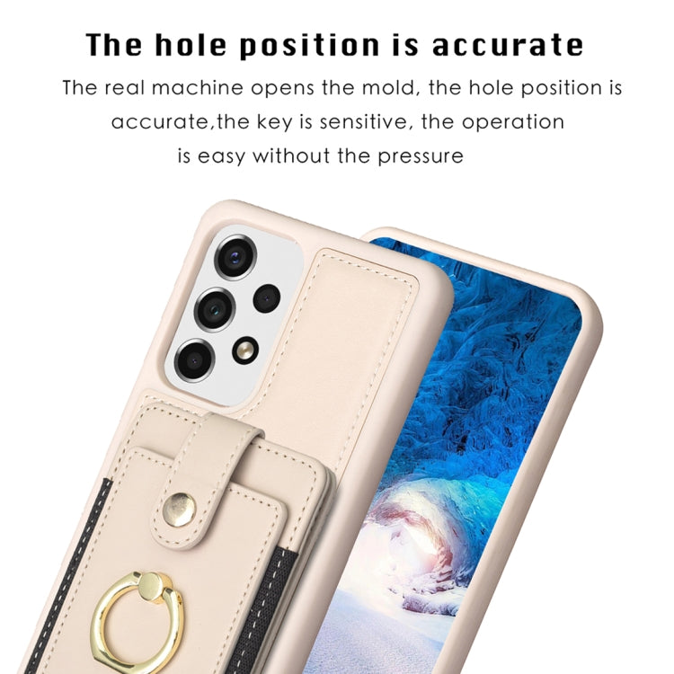 Para Samsung Galaxy A13 5G / 4G BF27 Caja de teléfono con soporte para tarjeta de anillo de metal (Beige)