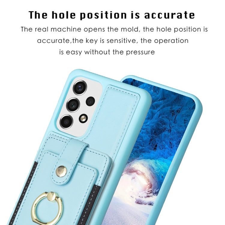 Para Samsung Galaxy A13 5G / 4G BF27 Anillo de metal Bolsa de tarjeta Titular de la caja del teléfono (Azul)