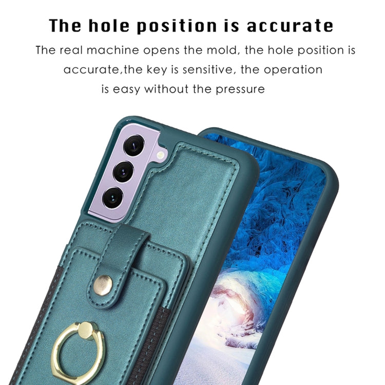 Para Samsung Galaxy S22+ 5G BF27 Anillo de metal Tarjeta Bolsa Titular Caja del teléfono (Verde)