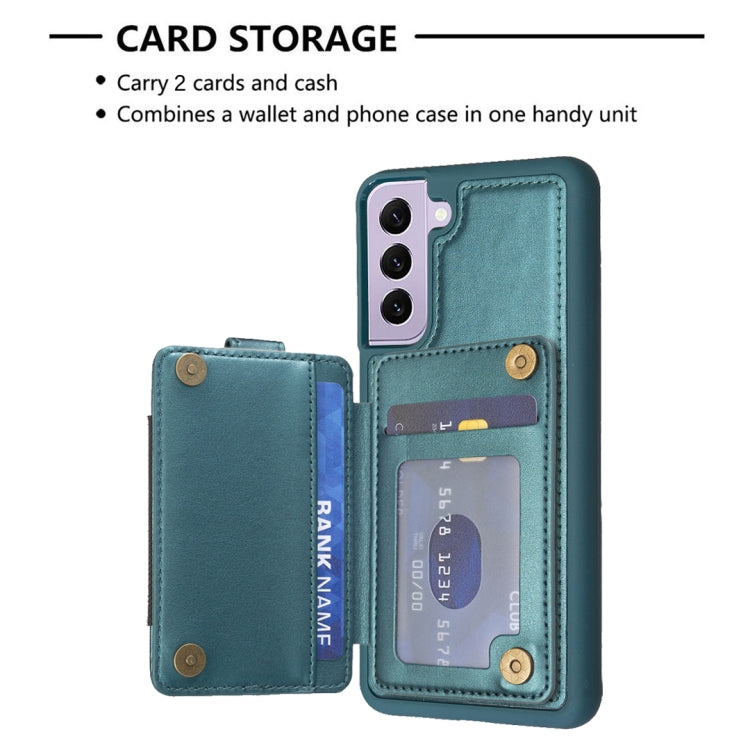 Para Samsung Galaxy S22+ 5G BF27 Anillo de metal Tarjeta Bolsa Titular Caja del teléfono (Verde)