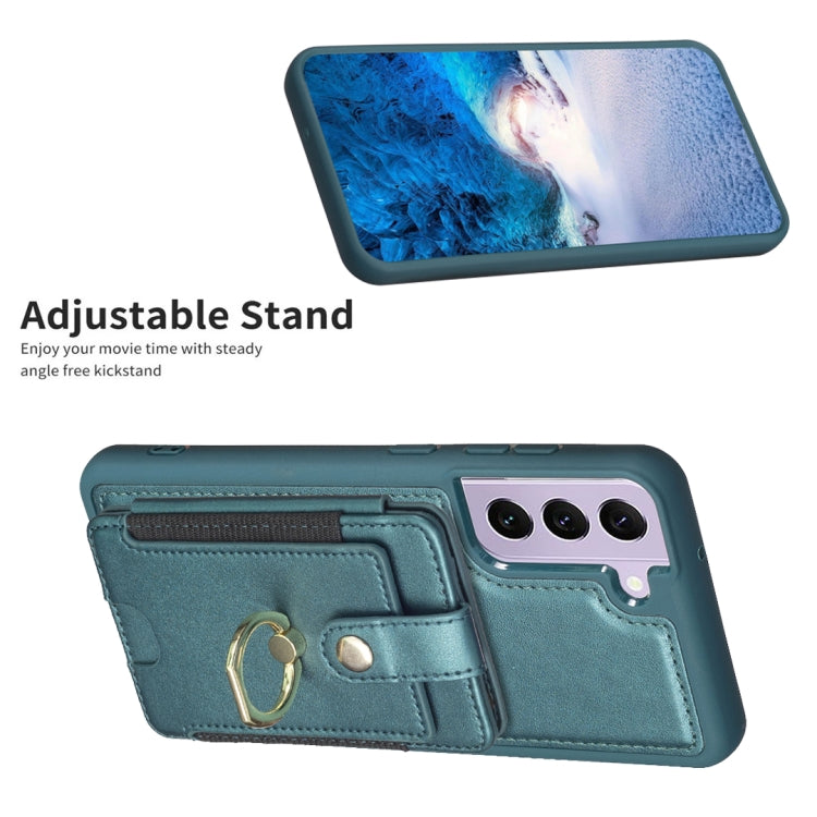 Para Samsung Galaxy S22+ 5G BF27 Anillo de metal Tarjeta Bolsa Titular Caja del teléfono (Verde)