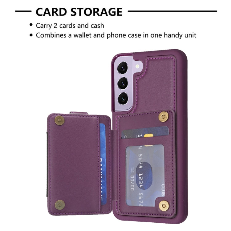 Para Samsung Galaxy S22+ 5G BF27 Funda para teléfono con soporte para tarjeta de anillo de metal (púrpura oscuro)