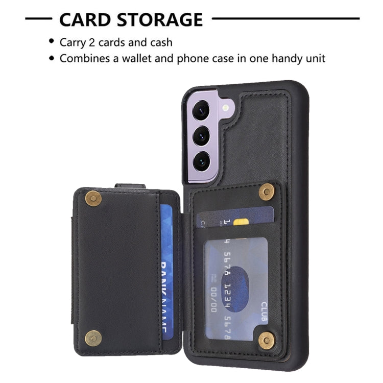 Para Samsung Galaxy S22 + 5G BF27 Anillo de metal Tarjeta Bolsa Titular Caja del teléfono (Negro)
