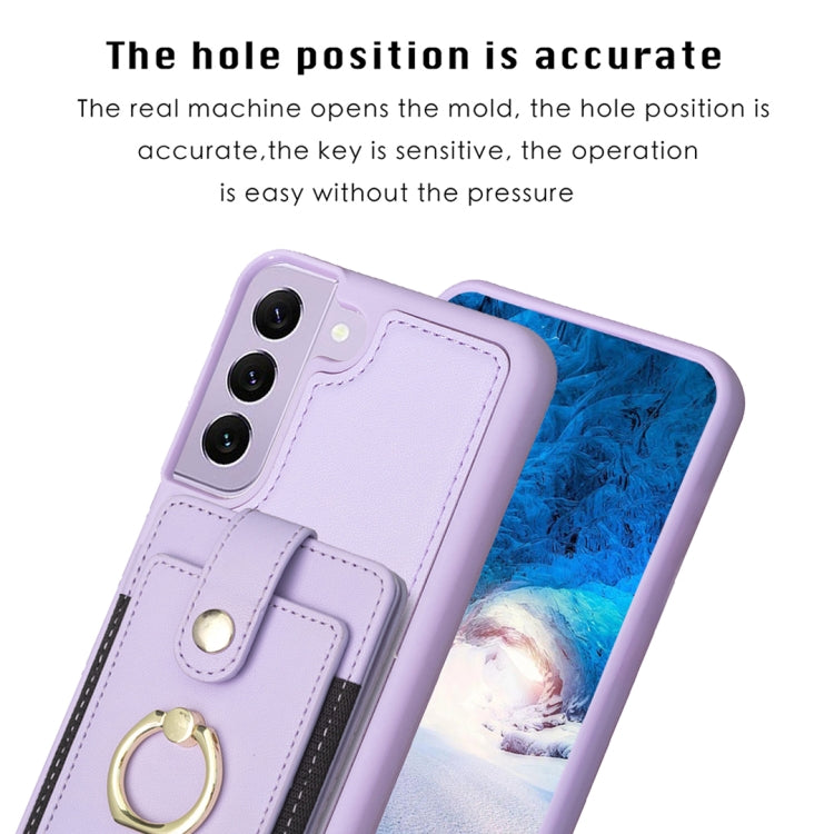 Para Samsung Galaxy S22+ 5G BF27 Funda para teléfono con soporte para tarjeta de anillo de metal (púrpura)