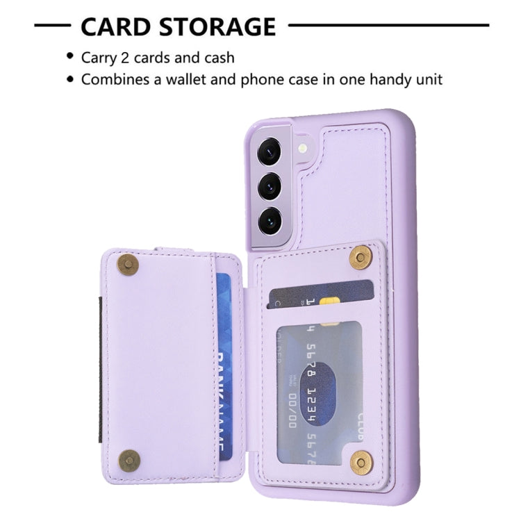 Para Samsung Galaxy S22+ 5G BF27 Funda para teléfono con soporte para tarjeta de anillo de metal (púrpura)