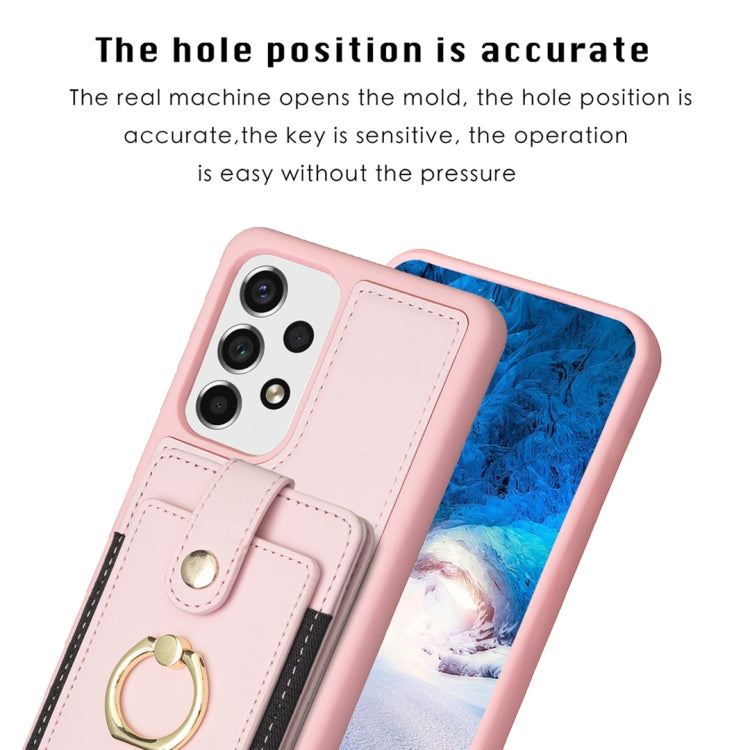Para Samsung Galaxy A52 5G / 4G BF27 Funda para teléfono con soporte para tarjeta de anillo de metal (rosa)