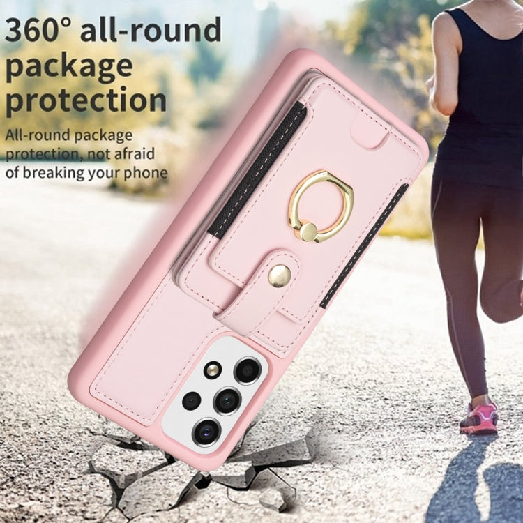 Para Samsung Galaxy A52 5G / 4G BF27 Funda para teléfono con soporte para tarjeta de anillo de metal (rosa)
