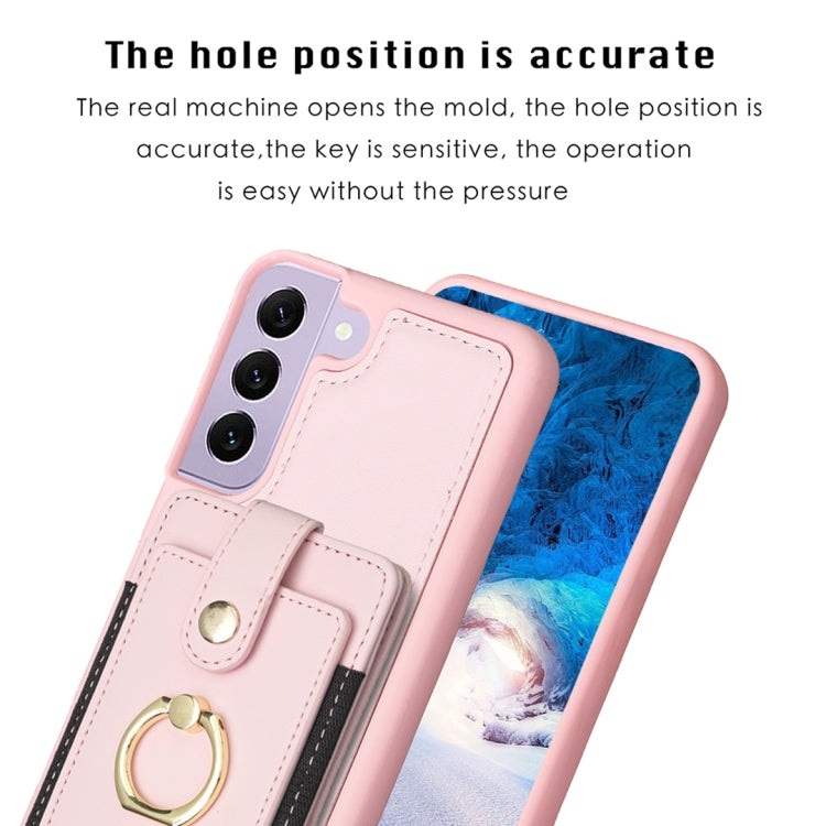 Para Samsung Galaxy S21 + 5G BF27 Anillo de metal Tarjeta Bolsa Titular Caja del teléfono (Rosa)