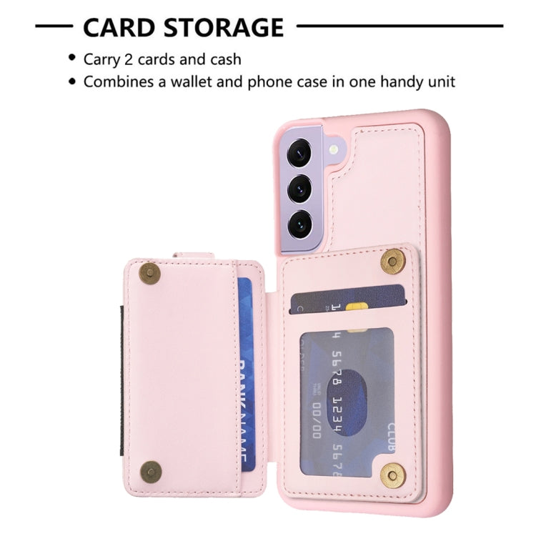 Para Samsung Galaxy S21 + 5G BF27 Anillo de metal Tarjeta Bolsa Titular Caja del teléfono (Rosa)