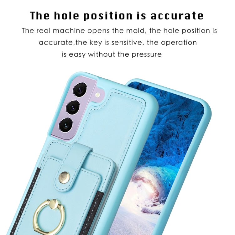Para Samsung Galaxy S21 + 5G BF27 Anillo de metal Tarjeta Bolsa Titular Caja del teléfono (Azul)
