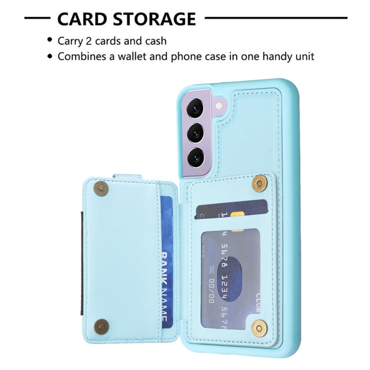 Para Samsung Galaxy S21 + 5G BF27 Anillo de metal Tarjeta Bolsa Titular Caja del teléfono (Azul)