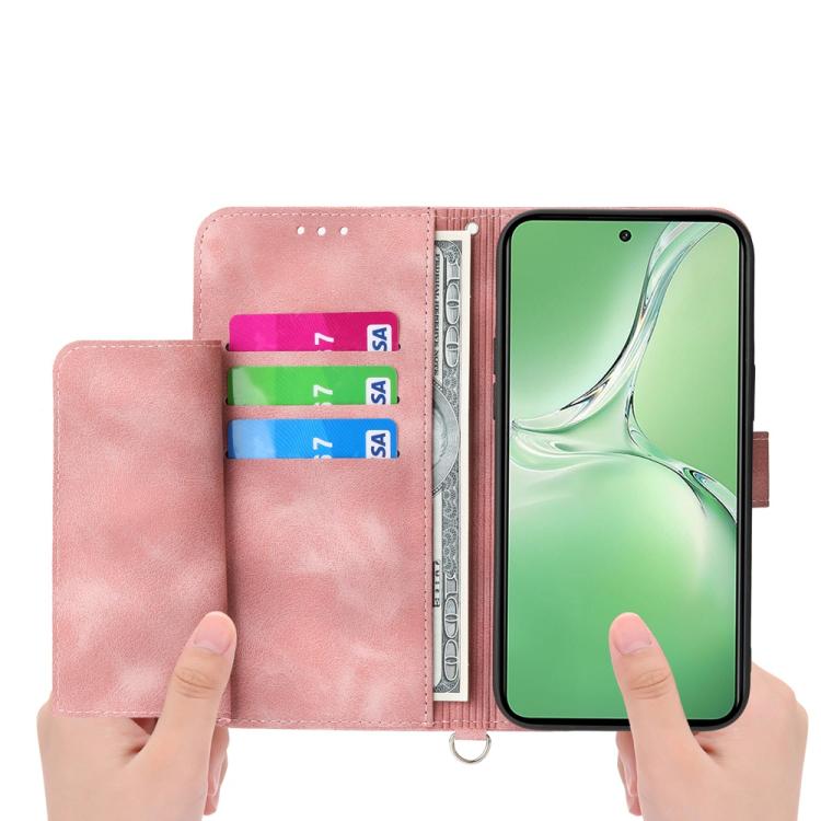 Funda de Cuero con Relieve de Flores para OnePlus 13R Ace 5 Ace 5 Pro (Rosa)