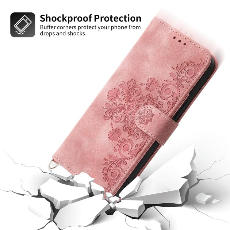Funda de Cuero con Relieve de Flores para OnePlus 13R Ace 5 Ace 5 Pro (Rosa)