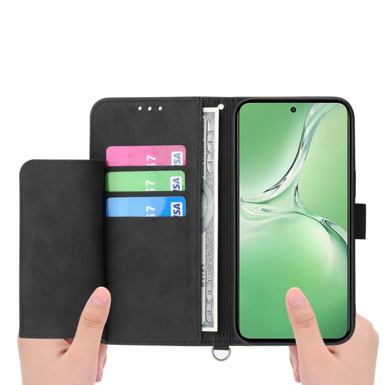 Funda de Cuero con Relieve de Flores para OnePlus 13R/Ace 5/Ace 5 Pro (Negra)