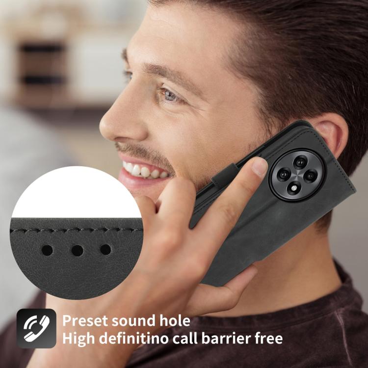 Funda de Cuero con Relieve de Flores para OnePlus 13R/Ace 5/Ace 5 Pro (Negra)