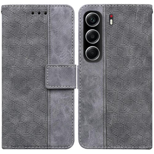 Funda de piel con relieve geométrico para Tecno Camon 40 (gris)