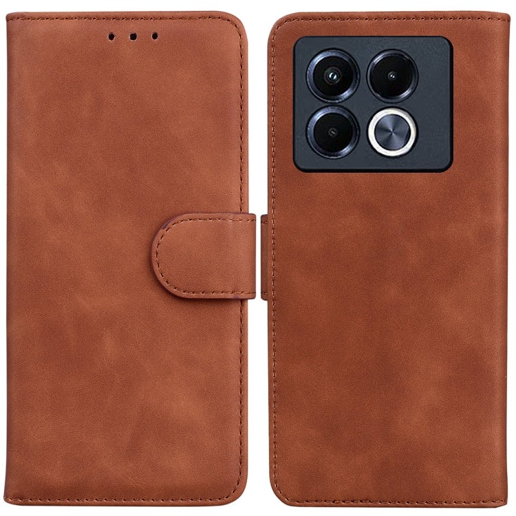 Funda de Cuero con Tapa para Infinix Note 40 5G (Marrón)