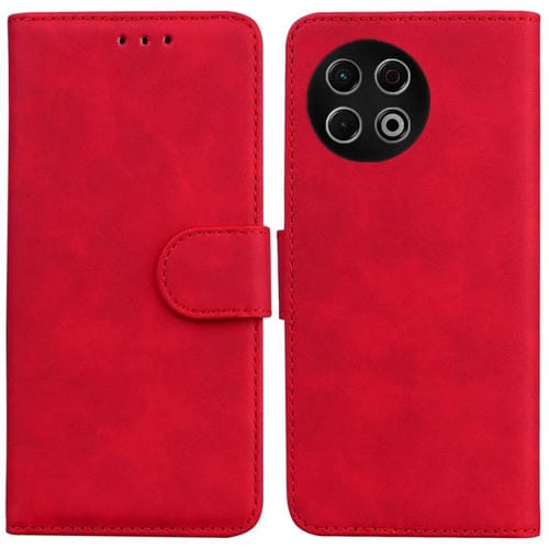Funda de cuero con tapa para Tecno Spark 30 Pro, color puro y tacto suave (roja)