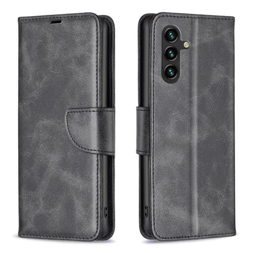 Funda para Teléfono Samsung Galaxy A55 Cuero con Tapa Textura Piel de Cordero (Negro)