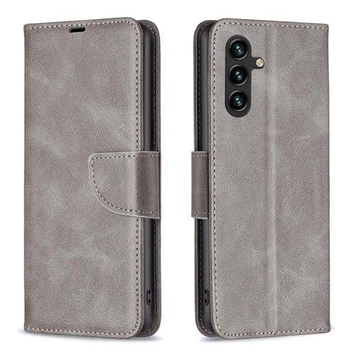 Funda para Teléfono Samsung Galaxy A55 Cuero con Tapa Textura Piel de Cordero (Gris)