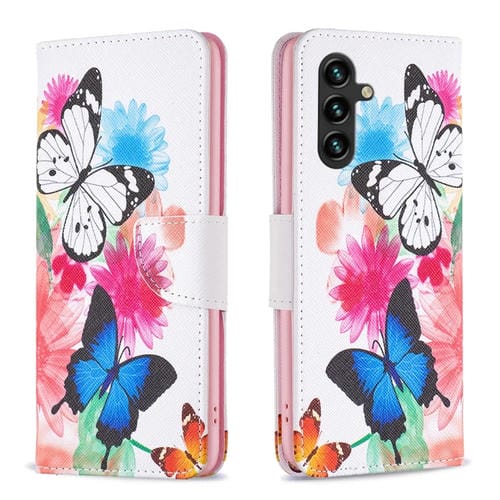 Funda para Samsung Galaxy A55 Cuero Patrón Dibujo Colores (Mariposas)