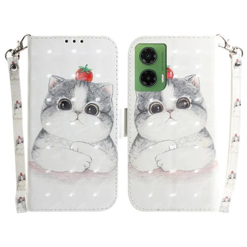 Funda de Cuero con Tapa para Motorola Moto G35 (Lindo Gato) Color 3D
