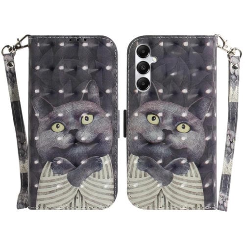 Funda para Teléfono Samsung Galaxy A05S Cuero con Tapa Horizontal Color 3D (Hug Cat)