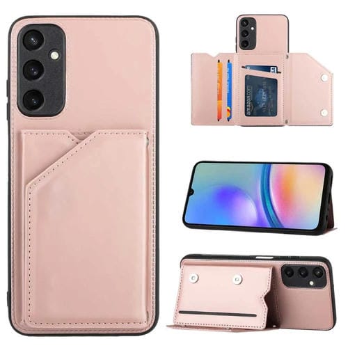 Funda para Teléfono Samsung Galaxy A15 Skin Feel Pu + TPU con Ranuras para Tarjetas (Oro Rosa)