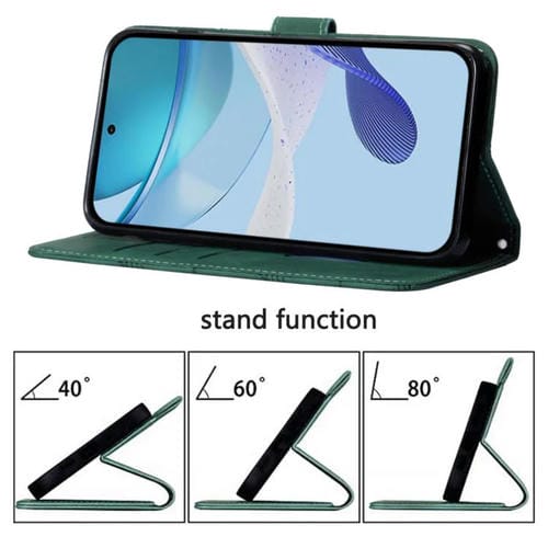 Funda de cuero con relieve 3D para Tecno Camon 40 Premier (Verde oscuro)