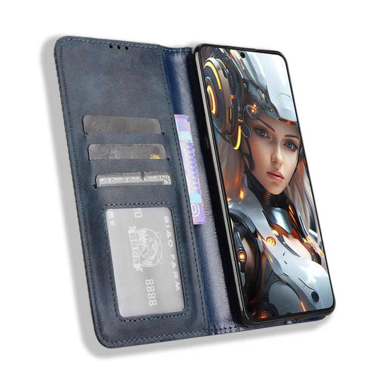 Funda de Cuero Cubot Max 5 Textura Retro Hebilla Magnética (Azul)