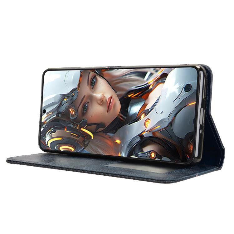 Funda de Cuero Cubot Max 5 Textura Retro Hebilla Magnética (Azul)