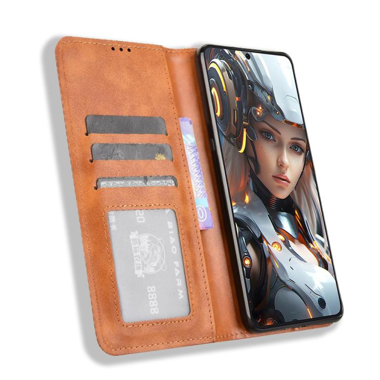 Funda de Cuero Cubot Max 5 Textura Retro Hebilla Magnética (Marrón)