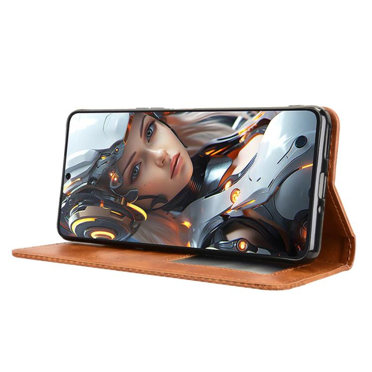 Funda de Cuero Cubot Max 5 Textura Retro Hebilla Magnética (Marrón)