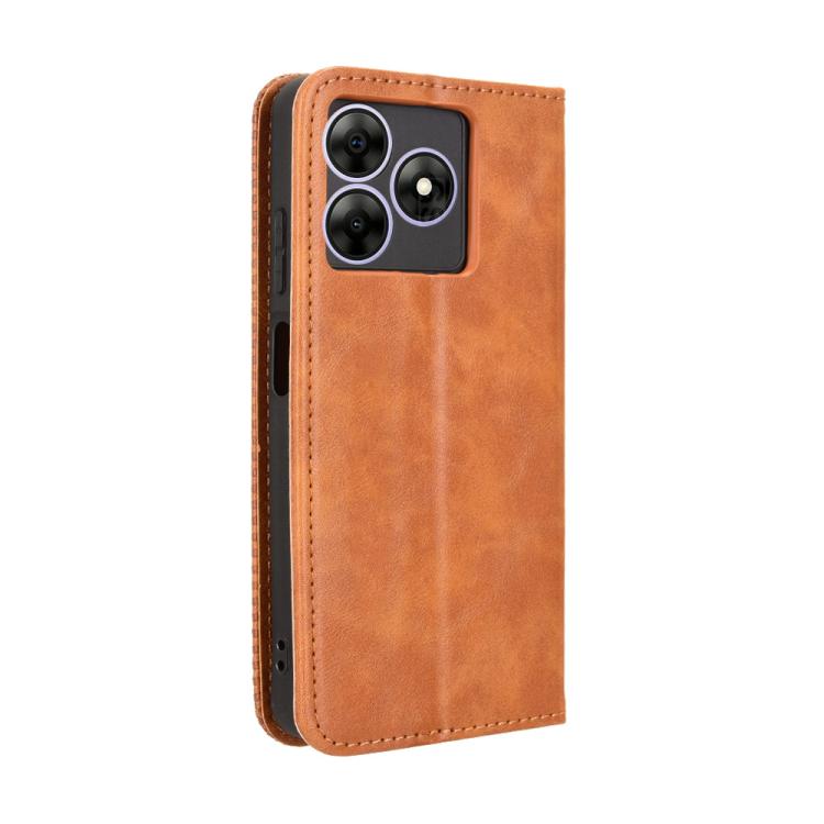 Funda de Cuero con Textura Retro y Hebilla Magnética para BlackView Wave 8 / 8C / Oscal Flat 2 (Marrón)