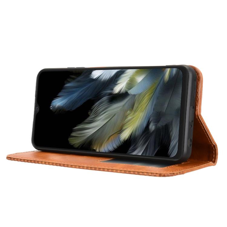 Funda de Cuero con Textura Retro y Hebilla Magnética para BlackView Wave 8 / 8C / Oscal Flat 2 (Marrón)
