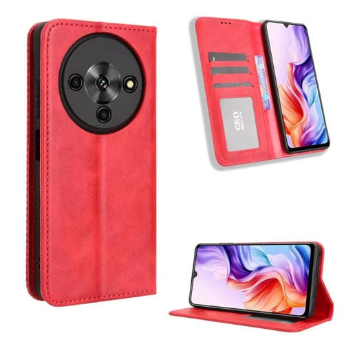 Funda de cuero con textura retro y hebilla magnética para ZTE Blade A76 5G (roja)