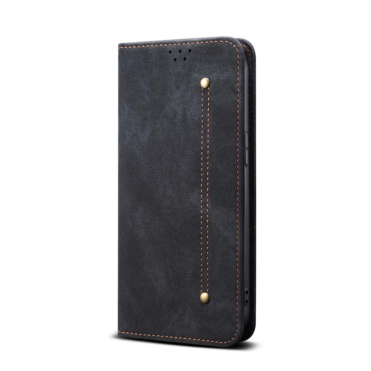 Funda de Cuero con Tapa Horizontal y Textura Vaquera para iPhone 16E (Negro)